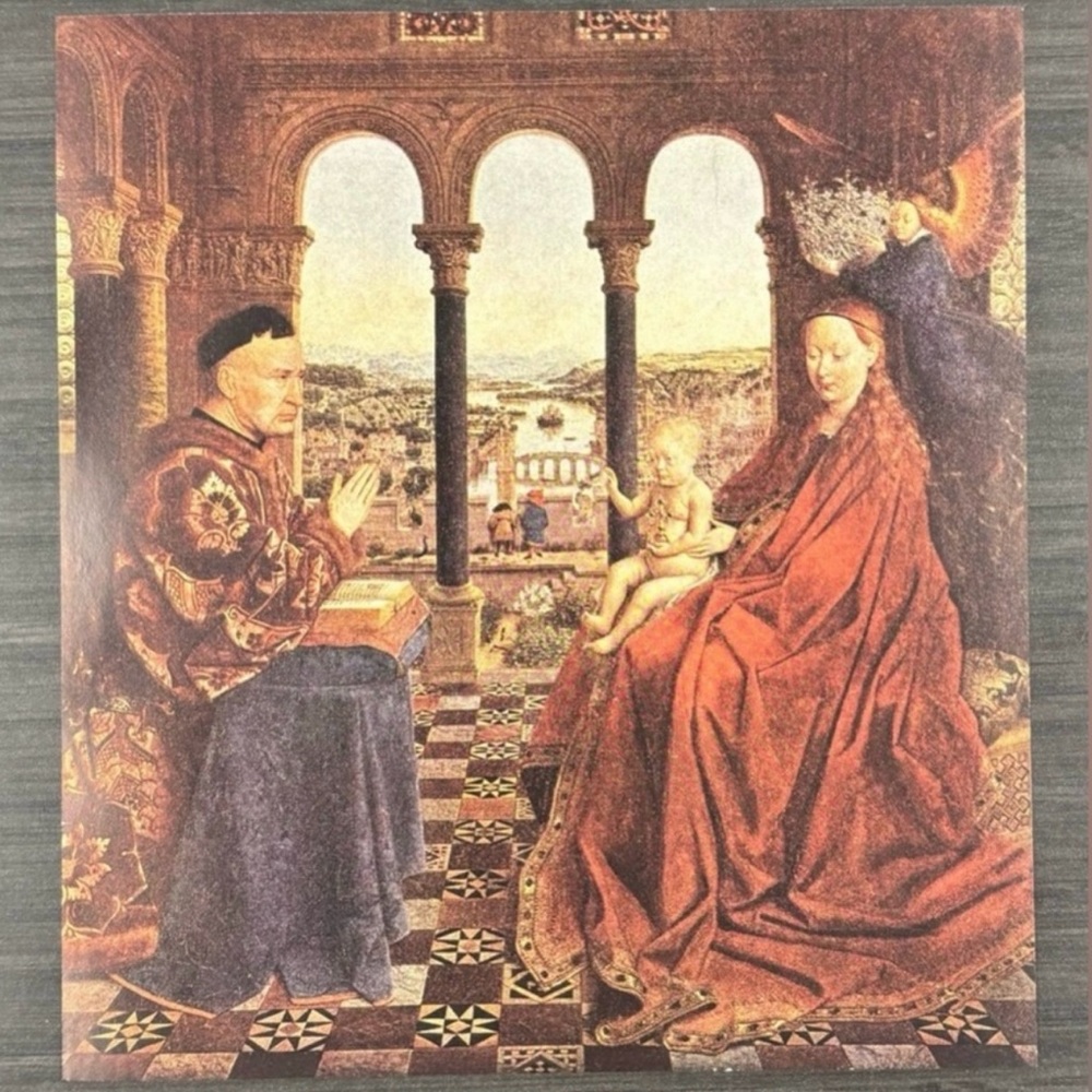 Original Vintage Fine Art Print 1930’s Dutch JAN VAN EYCK Virgin, Child, Donor